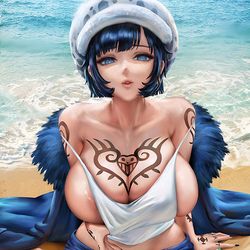 This is a pixiv picture whose title is Trafalgar Law(TS).
