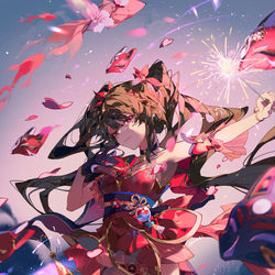 This is a pixiv picture whose title is 花火 🌸.