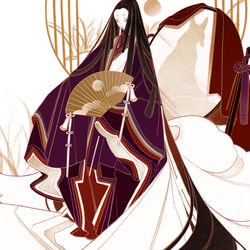 This is a pixiv picture whose title is 狐視眈々.