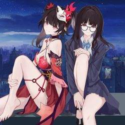 This is a pixiv picture whose title is 花火两面贴贴.