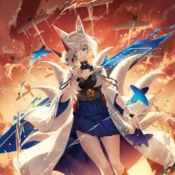 This is a pixiv picture whose title is 【仕事絵】アズレンTCG 『碧藍航線集換式對戰卡牌』 「加賀」.