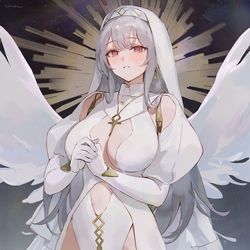 This is a pixiv picture whose title is White Nun.