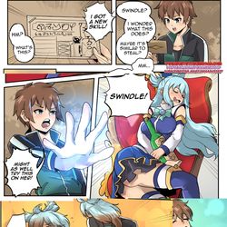 This is a pixiv picture whose title is Konosuba TSF "Swindle".