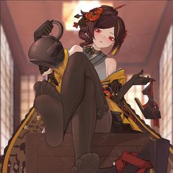 This is a pixiv picture whose title is 【千织 约稿】足与茶（手机版进主页再览作品可见链接）.