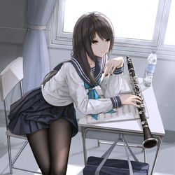 This is a pixiv picture whose title is Clarinet Girl.