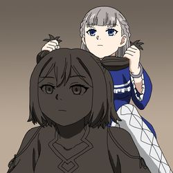 This is a pixiv picture whose title is ラヴィーネ VS 複製体カンネ.