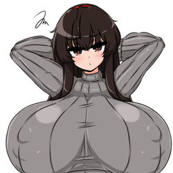 This is a pixiv picture whose title is ノーブラ乳首当てゲーム.