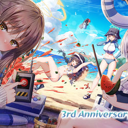 This is a pixiv picture whose title is ブルーアーカイブ3周年お祝いイラスト.