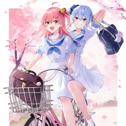 This is a pixiv picture whose title is 通学途中.