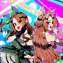 This is a pixiv picture whose title is キングとカワカミのBLOODY STREAM.