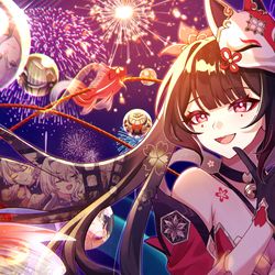 This is a pixiv picture whose title is 「愚者のパレード」ー花火イラストコンテスト.