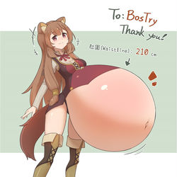 This is a pixiv picture whose title is 肚圍膨脹ラフタリア.