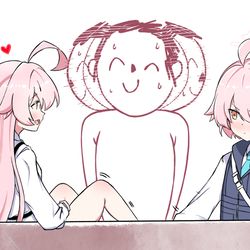 This is a pixiv picture whose title is うへ~先生、どっちがいい ??.
