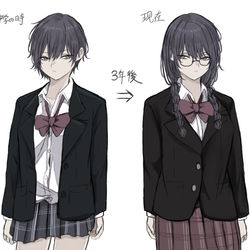 This is a pixiv picture whose title is 髪伸ばしてきた委員長.