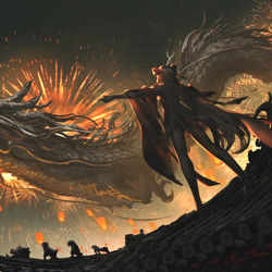 This is a pixiv picture whose title is 【板绘】愿你新年胜旧年 你的龙年第一张“贺图”我承包了.