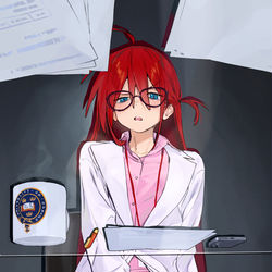 This is a pixiv picture whose title is 「わざとペンを落としたな⁈変態野郎ー」.