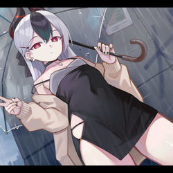 This is a pixiv picture whose title is 🌧☔️👾.