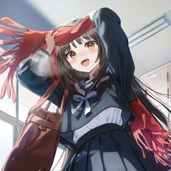 This is a pixiv picture whose title is マフラーから覗く幼馴染ちゃん.