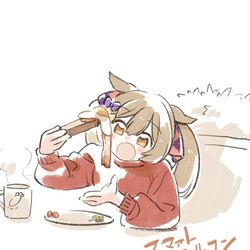 This is a pixiv picture whose title is 食べるとき必要以上におくち開いちゃうファル子.