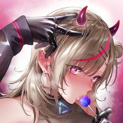 This is a pixiv picture whose title is 角の根元を見せてくれるノイパちゃん.