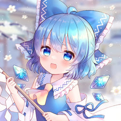 This is a pixiv picture whose title is 巫女チルノ.