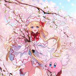 This is a pixiv picture whose title is 春と氷の妖精with桃玉.