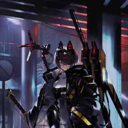 This is a pixiv picture whose title is 遮断機兵.