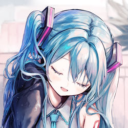 This is a pixiv picture whose title is …ミクは好きだな.