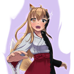 This is a pixiv picture whose title is 神様の気まぐれで狐巫女へと徐々にTSする.