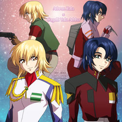 This is a pixiv picture whose title is アスカガ出会い記念日絵.