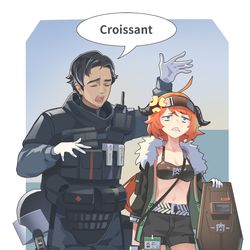 This is a pixiv picture whose title is 可颂的正确发音？.