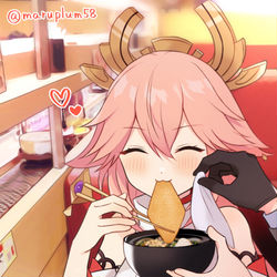 This is a pixiv picture whose title is スシ〇ーできつねうどんとおいなりばっかり食べてる八重ちゃま.