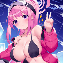 This is a pixiv picture whose title is 水着エイミの記念写真.