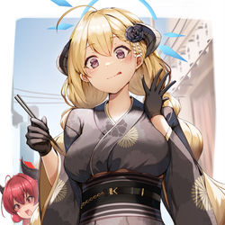 This is a pixiv picture whose title is 正月アカリwithまたしても食べられないジュンコ.