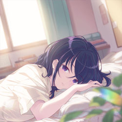 This is a pixiv picture whose title is 玄関前で顔の良すぎるダウナー系美少女を拾ったら.