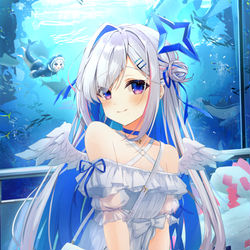 This is a pixiv picture whose title is 水族館デートwitかなたん🦈👼.