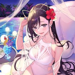 This is a pixiv picture whose title is ナイトプール.