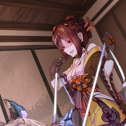 This is a pixiv picture whose title is Genshin【千織×綺良々】＋差分.