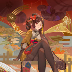 This is a pixiv picture whose title is 摸一个黑丝千织姐~.