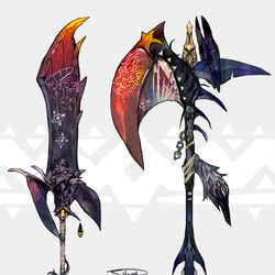 This is a pixiv picture whose title is ガブリアス・メガガブリアスモチーフの武器（ポケモン）.