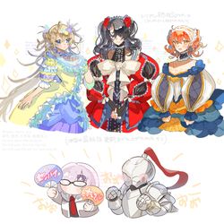 This is a pixiv picture whose title is ブラダマンテとぐだ子とぐだ男、最終話更新前妄想トリプルロクサーヌ.