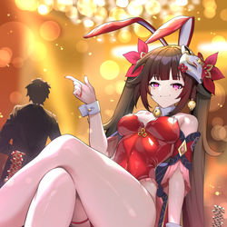 This is a pixiv picture whose title is バニーガール花火.