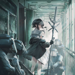This is a pixiv picture whose title is 始業.