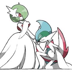 This is a pixiv picture whose title is Gardevoir and Gallade.