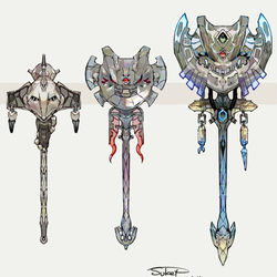 This is a pixiv picture whose title is イワーク・ハガネール・メガハガネールモチーフの武器（ポケモン）.