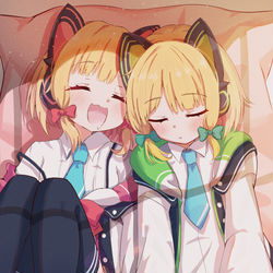 This is a pixiv picture whose title is すやすやモモミド.