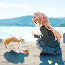 This is a pixiv picture whose title is 「ネコと和解したい」.