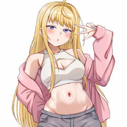 This is a pixiv picture whose title is へそ出しギャルはなまらめんこい！.