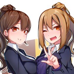 This is a pixiv picture whose title is ポニテななちゃんと梨江っち.