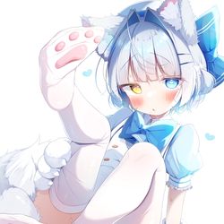This is a pixiv picture whose title is 肉球ニーソ.
